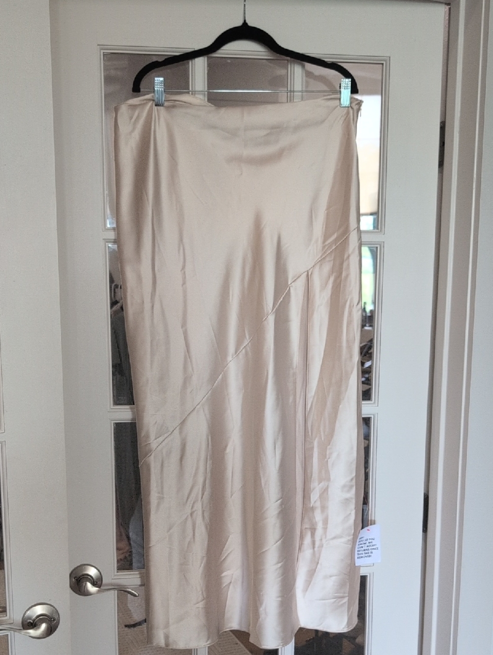 ASOS DESIGN satin maxi skirt with high side slit in Ivory